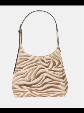 NWT Kate Spade Beige & Cream Zebra-Print Shoulder Bag